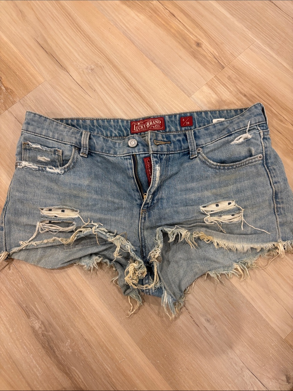 Lucky Brand Frayed Light Blue Distressed Denim Shorts